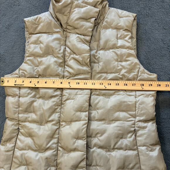 Talbots Puffer Vest Beige Full Zip Front Insulated Quilted Women’s Size Medium - Picture 6 of 8